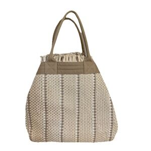 Vintage GAP Beige White‎ Woven Cotton Canvas Beach/Tote Bag Purse Bucket Style